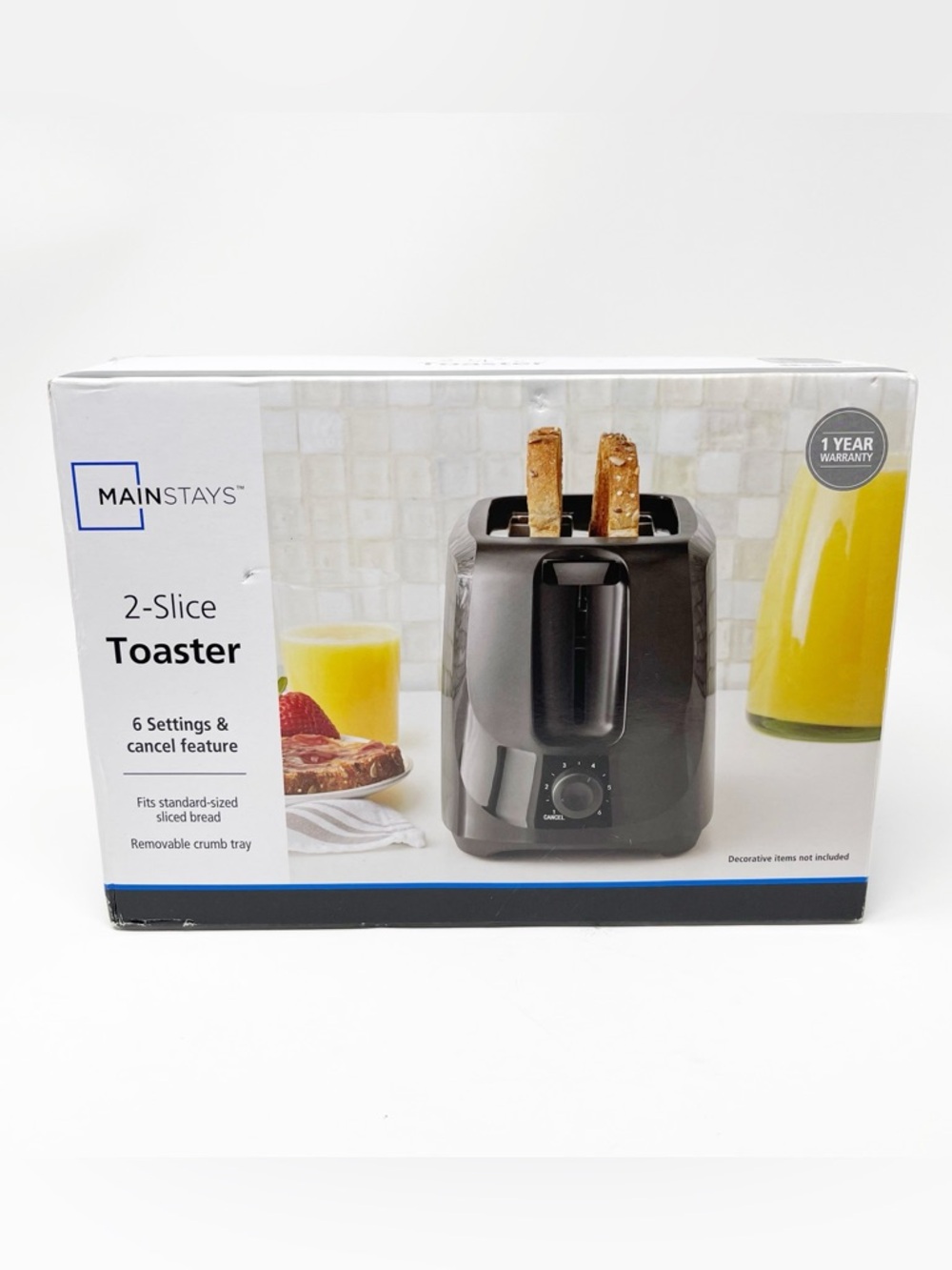 Mainstays Black 2-Slice Toaster with Dial Controls